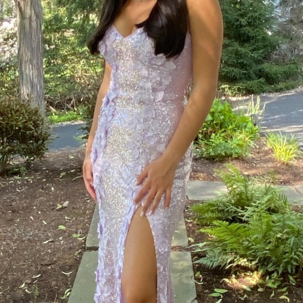 Jovani 06109 Ice Pink Sweetheart Neck Floral Prom Dress - Picture 4 of 5